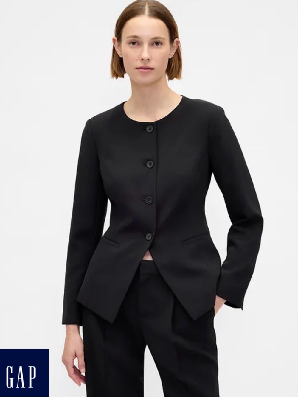 GAP Black Collarless Blazer